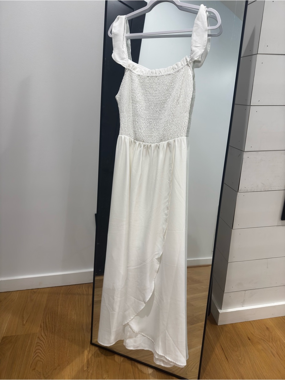 White Smocked Bodice Maxi Dress
